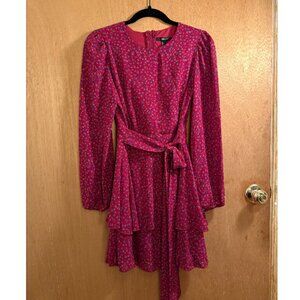 Forever 21 Purple Floral Mini Dress with Belt - Size S